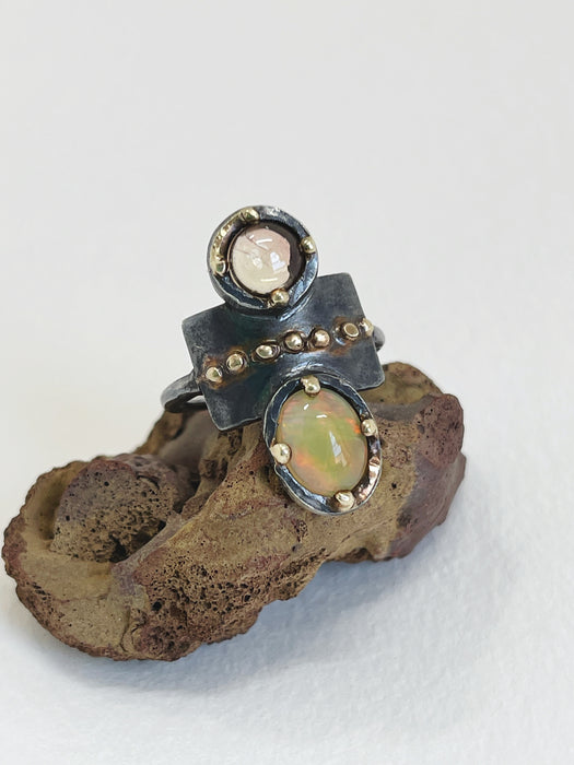 Opal and Tourmaline Ring