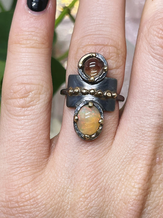 Opal and Tourmaline Ring