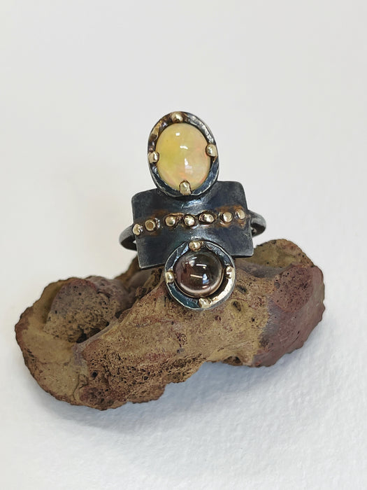 Opal and Tourmaline Ring